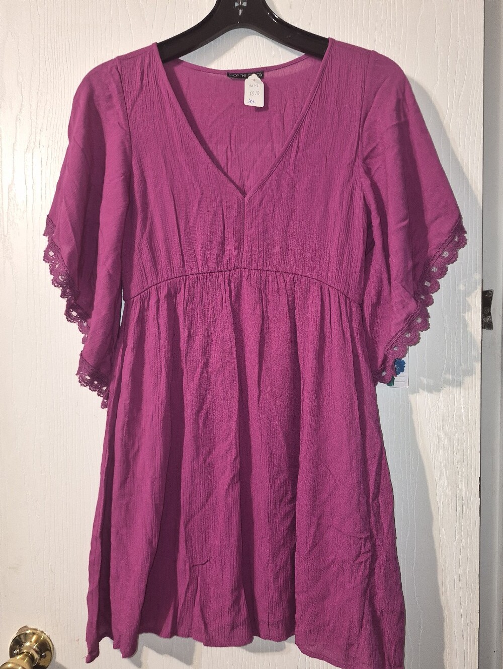 Women’s V-Neck Babydoll Top with Lace Trim